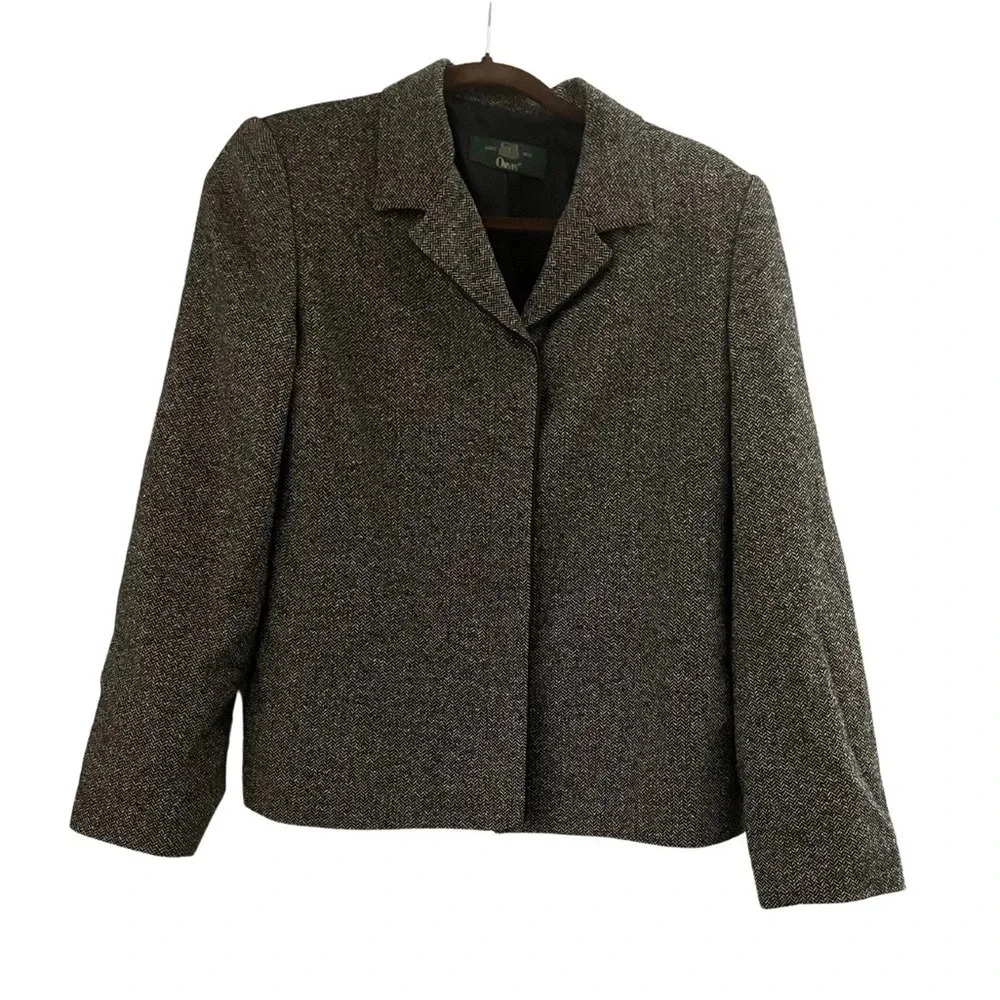 Vintage Orvis Tweed Wool Blend Long Sleeve Blazer Jacket Top Womens Size 8